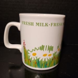 One Vintage Kiln Craft "Fresh Milk" Stoneware Coffee Mug, Staffordshire England
